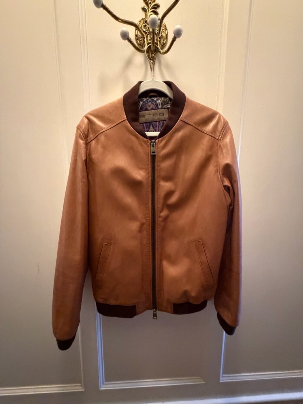 Etro Men's Genuine Leather Bomber Jacket - size L
